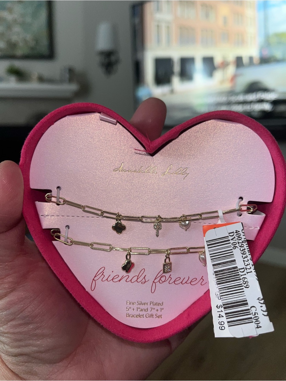 Annabelle Lilly friendship charm bracelet set - pink & gold Friends Forever